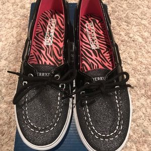 Brand new Sperry Biscayne Eye black sparkle shoes
